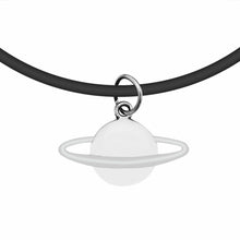 Load image into Gallery viewer, Aquarius Black Leather Charm Choker Pendant with Chain Planet