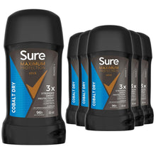 Load image into Gallery viewer, Sure Men Maximum Protection Cobalt Dry Anti-Perspirant Cream Stick 50ml, 6 Pack