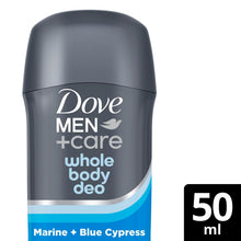 Load image into Gallery viewer, Dove Men+Care Whole Body Deodorant Stick Marine &amp; Blue Cypress 50ml, 6 Pack