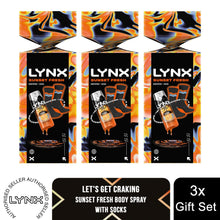 Load image into Gallery viewer, Lynx Sunset Fresh Gift Set with Body Spray &amp; Socks Cracker - Citrus Clean Scent