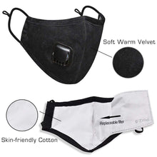 Load image into Gallery viewer, Anti Pollution Washable Cotton Mouth 1x Mask with 2x Valve Replaceable Filter