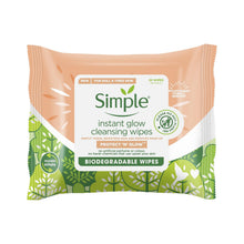 Load image into Gallery viewer, Simple Protect 'N' Glow Instant Cleansing Wipes for Dull &amp; Tired Skin, 3 or 6 Pk