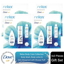 Load image into Gallery viewer, Dove Relax Trio Gift Set with Hydrate Bodywash, Body Lotion &amp; Classic Deodorant