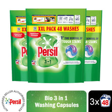 Load image into Gallery viewer, Persil XXL 3 in 1 Washing Capsules Bio with Lasting Freshness 48 Washes, 3 Pack