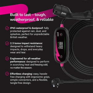 Cord Plus 10m Portable EV Charger 230V Fast Charging with UK Plug Adapter