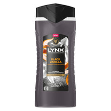 Load image into Gallery viewer, Lynx Black Vanilla Body Wash with 12Hrs of Freshness for Men 400ml, 3 Pack