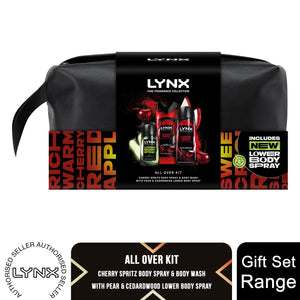 Lynx Fine Fragrance Washbag Gift Set, Premium Cherry Spritz and Pear Scent