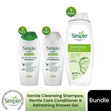 Load image into Gallery viewer, Simple Hair Shampoo Conditioner 400ml &amp; Shower Gel 675ml Bundle