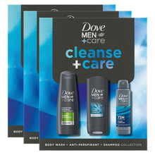 Load image into Gallery viewer, Dove Men+Care Gift Set Cleanse+Care Trio - Bodywash, Deodorant, Shampoo