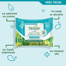Load image into Gallery viewer, Simple Clear+Matte Daily Skin Detox Biodegradable Wipes for Oily Skin, 3 or 6 Pk