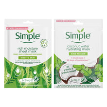 Load image into Gallery viewer, Simple Face Sheet Masks - Hydrating Coconut Water &amp; Rich Moisture, 10 Pack