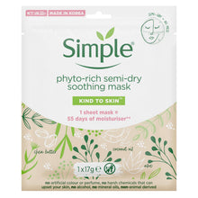 Load image into Gallery viewer, 5x of Simple Kind to Skin Moisturising &amp; Hydrating Sheet Mask with NaturalFibers