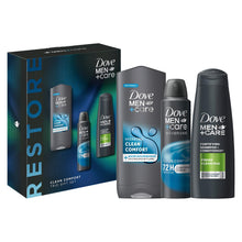 Load image into Gallery viewer, Dove Men+Care Restore Clean Comfort Bath and Body 3Pcs Gift Set for Him