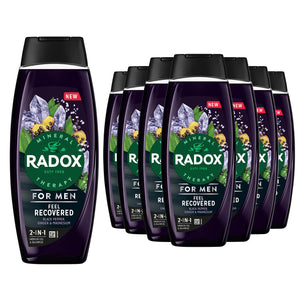 12x Radox Mineral Therapy Feel Recovered 2in1 Shower Gel & Shampoo for Men,450ml