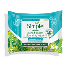 Load image into Gallery viewer, Simple Clear+Matte Daily Skin Detox Biodegradable Wipes for Oily Skin, 3 or 6 Pk