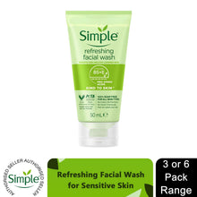 Load image into Gallery viewer, Simple Kind to Skin Soap Free Refreshing Facial Gel Wash 50ml, 3 or 6 Pack