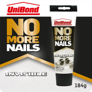 UniBond No More Nails Invisible, Heavy-Duty Clear Glue Tube for All Surface,184g