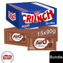 Load image into Gallery viewer, Nestle Sharing Bars, Crunch Milk Chocolate 20x100g &amp; Aero Milk Chocolate 15x90g
