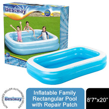 Load image into Gallery viewer, Bestway Inflatable Family Rectangular Pool with Repair Patch, 6'7"x20”or8'7"x20”