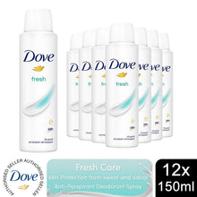 Load image into Gallery viewer, Dove Fresh Care Anti-Perspirant Deo Spray for 48Hrs Protection 150ml, 12 Pack