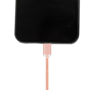 FX Braided iPhone USB Data Cable - 1m - Rose Gold
