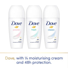 Load image into Gallery viewer, Dove Fresh Roll On AntiPerspirant up to 48H of Sweat &amp; Odour Protection, 6x50ml