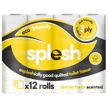 Load image into Gallery viewer, Splesh Quilted Luxury Fresh Lemon Fragrance 3 Ply Toilet Tissue Paper 36 Rolls