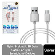 Load image into Gallery viewer, FX Nylon Braided USB Data Cable For Type C Smartphone Devices[Silver]