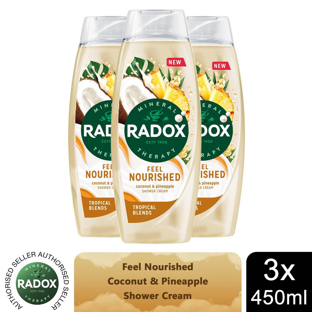 3x Radox Mineral Therapy Feel Nourished Shower Cream Coconut & Pineapple, 450ml
