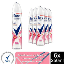Load image into Gallery viewer, Sure Women Antiperspirant 72H Nonstop Protection Bright Bouquet Deodorant, 6x250ml