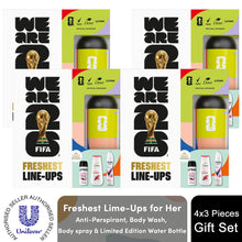 Load image into Gallery viewer, Freshest Line-Ups FIFA Gift Set for Her Body Wash, Spray &amp; Water Bottle