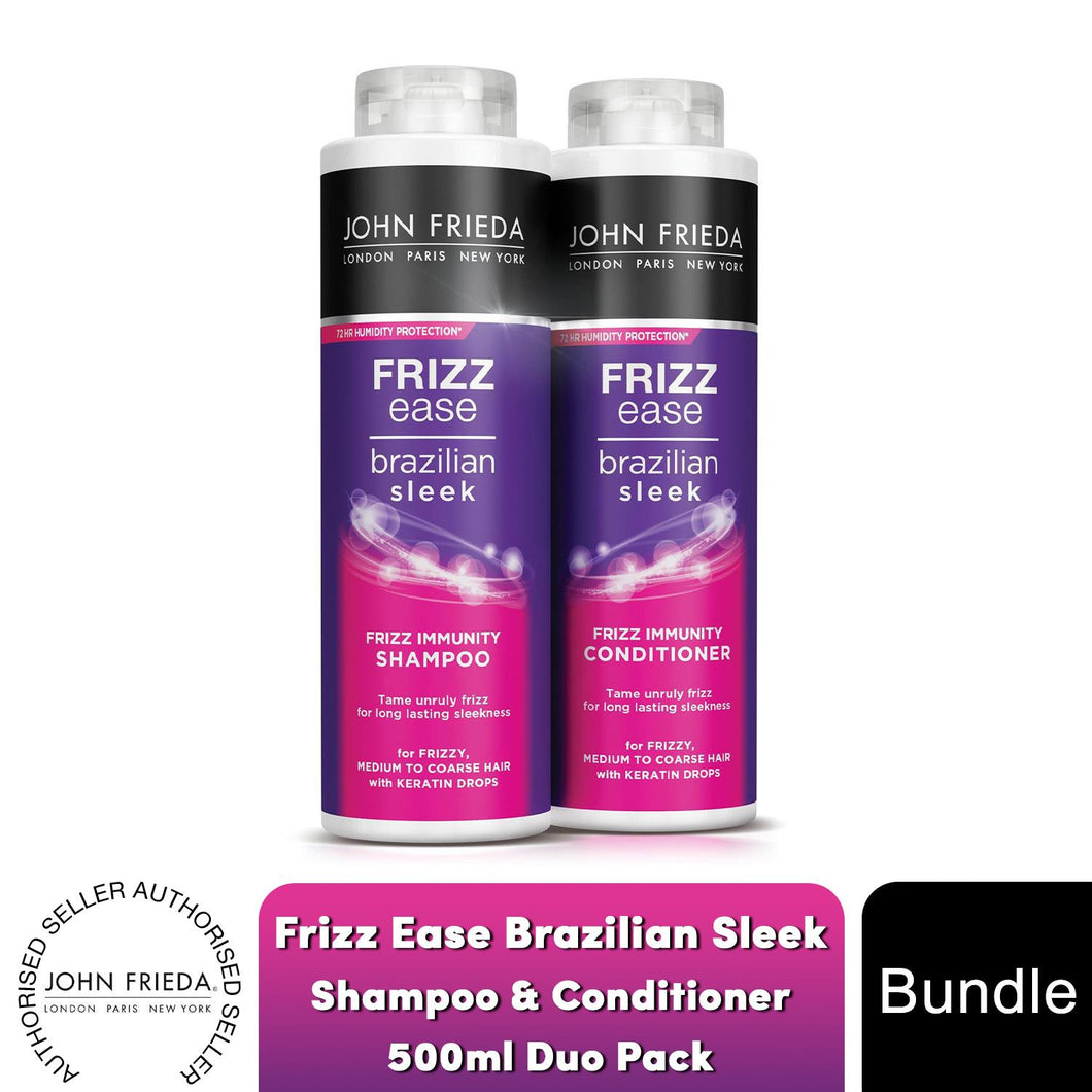 John Frieda Frizz Ease Brazilian Sleek Shampoo & Conditioner 500ml with Keratin