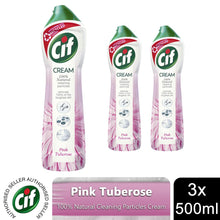 Load image into Gallery viewer, 3pk Cif 100% Natural Cleaning Particles Pink Tuberose Creams, 500ml