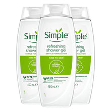 Load image into Gallery viewer, Simple Kind to Skin Refreshing Shower Gel with Gentle Formulation 450ml, 3 Pack