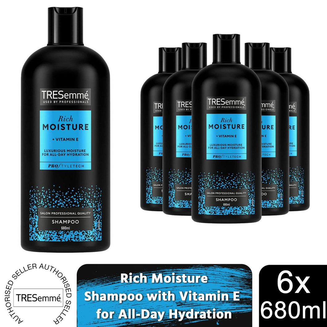 Tresemme Shampoo Rich Moisture with Vitamin E for All-Day Hydration, 6 x 680 ml