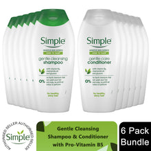 Load image into Gallery viewer, Simple Gentle Care Shampoo &amp; Conditioner 400ml 6 Pack Bundle
