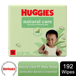 Huggies Natural Care PF Baby Wipes Sensitive Unscented 4x48 -(192 Wipes)