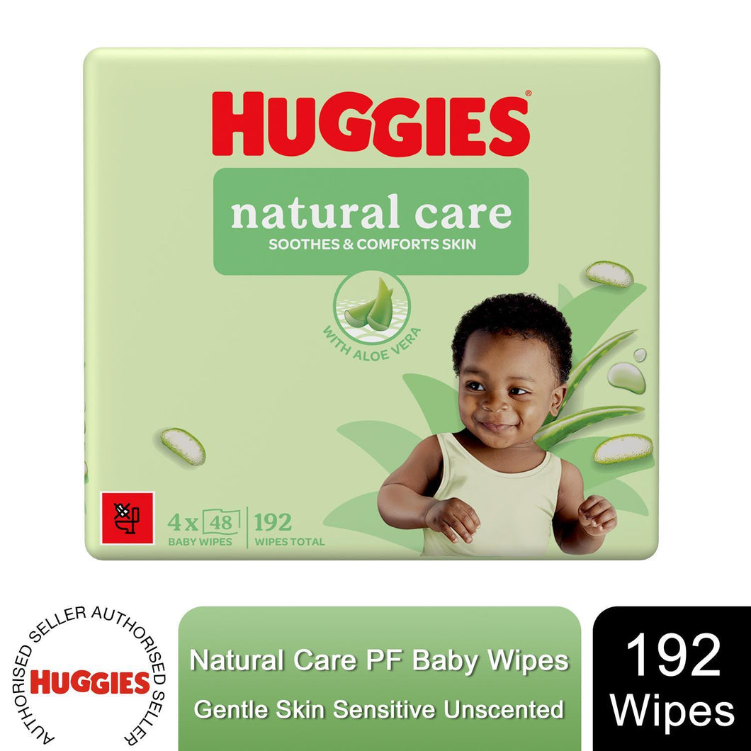 Huggies Natural Care PF Baby Wipes Sensitive Unscented 4x48 -(192 Wipes)