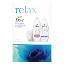 Load image into Gallery viewer, Dove Relax Body Wash Collection 2 Pieces Gift Set for Her with Shower Puff