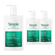Load image into Gallery viewer, Simple Age Resist+ Facial Wash Anti-Ageing Hydrating Cleanser 240ml, 3 Pack