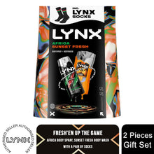 Load image into Gallery viewer, Lynx Africa Spray &amp; Sunset Wash Gift Set with Socks, 48H Fresh Scent Care