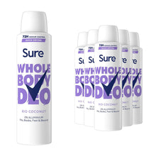 Load image into Gallery viewer, Sure Whole Body Deodorant Cream Rio Coconut with 72Hrs Odour Control 150ml, 6Pk
