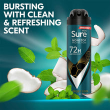 Load image into Gallery viewer, Sure Men Nonstop Protection 72H Anti-Perspirant Deodorant Sport Cool 150ml, 6pk