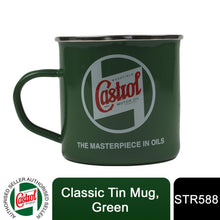 Load image into Gallery viewer, Castrol Classic Tin Mug with Classic Logo Decal and Enamelled for Cuppa, Green