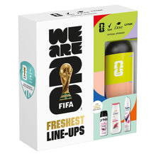 Load image into Gallery viewer, Freshest Line-Ups FIFA Gift Set for Her Body Wash, Spray &amp; Water Bottle