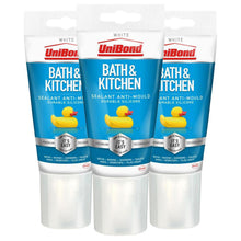 Load image into Gallery viewer, Unibond Silicone Sealant Anti-Mould &amp; Waterproof for Kitchen &amp; Bathroom, 147g 3 Pack