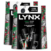 Load image into Gallery viewer, Lynx THE SUPREME SQUAD Africa &amp; Black 4 Pieces Gift Set for Him with Shower Tool