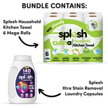 Load image into Gallery viewer, Splesh Culina XL Kitchen Towel 3 Ply 6 Rolls with 3in1 Laundry Capsules 140W