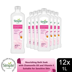 12x Simple Kind to Skin Nourishing Bath Soak w/ Chamomile Oil Sensitive Skin, 1L