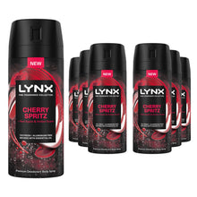 Load image into Gallery viewer, Lynx Men Deodorant Body Spray Cherry Spritz with 72Hrs Freshness 150ml, 6 Pack